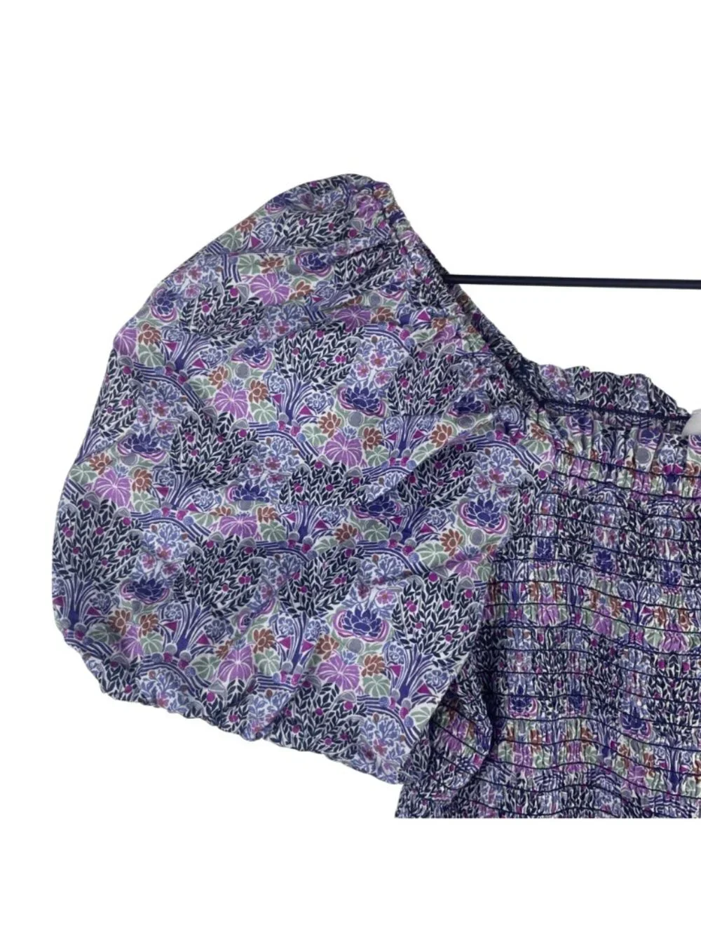 J.Crew Liberty Fabric Floral Smocked Puff Sleeve Peplum Top Medium Cotton BG161